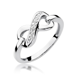 Pierścionek W0285 z diamentami białe złoto 375