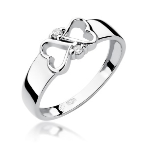 Pierścionek W0286 z diamentami białe złoto 375