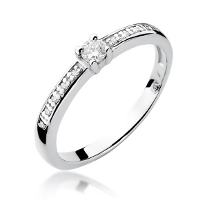 Pierścionek W0288 Diament 0,08ct białe złoto 375