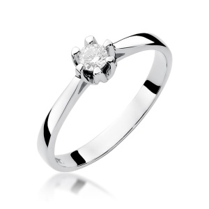 Pierścionek W0299 Diament 0,12ct białe złoto 375