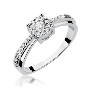 Pierścionek W302 Diament 0,08ct białe złoto 375