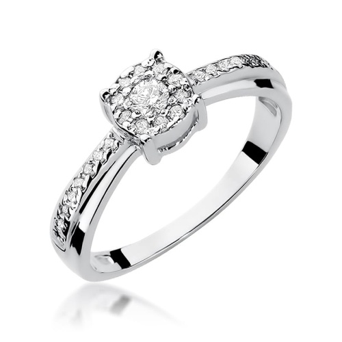 Pierścionek W302 Diament 0,08ct białe złoto 375