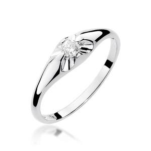Pierścionek W0331 Diament 0,10ct białe złoto 375