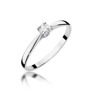 Pierścionek W0335 Diament 0,15ct białe złoto 375