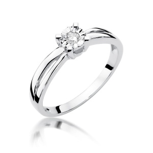 Pierścionek W0360 Diament 0,08ct białe złoto 375