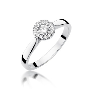 Pierścionek W0362 Diament 0,12ct białe złoto 375