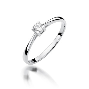 Pierścionek W0367 Diament 0,15ct białe złoto 375