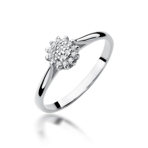 Pierścionek W0401 z diamentami białe złoto 375