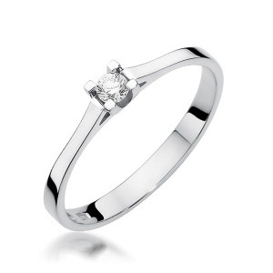 Pierścionek W0407 Diament 0,09ct białe złoto 375