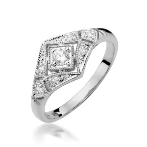 Pierścionek W0412 Diament 0,10ct białe złoto 375