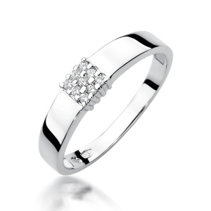 Pierścionek W0417 z diamentami białe złoto 375