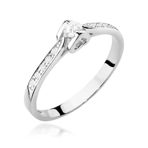 Pierścionek W0435 Diament 0,10ct białe złoto 375