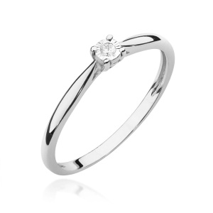 Pierścionek W0461 Diament 0,01ct białe złoto 375