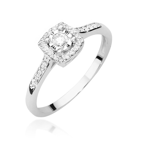 Pierścionek W0462 Diament 0,08ct białe złoto 375