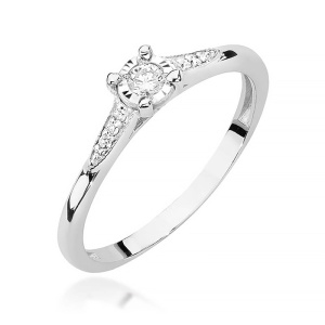 Pierścionek W0466 Diament 0,08ct białe złoto 375