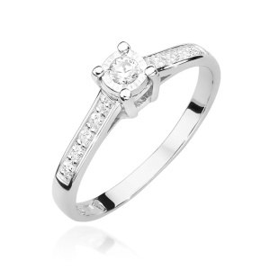 Pierścionek W0474 Diament 0,08ct białe złoto 375
