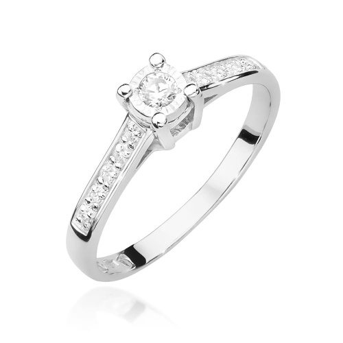 Pierścionek W0474 Diament 0,08ct białe złoto 375