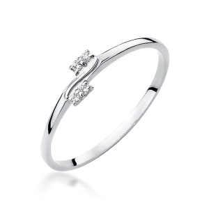 Pierścionek W0505 z diamentami białe złoto 375