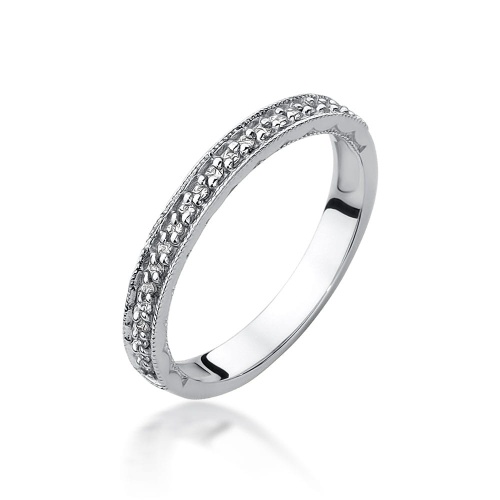 Pierścionek W0521 z diamentami białe złoto 375