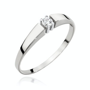 Pierścionek W0524 Diament 0,10ct białe złoto 375
