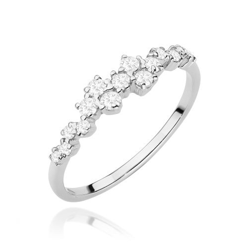 Pierścionek W0528 z diamentami białe złoto 375