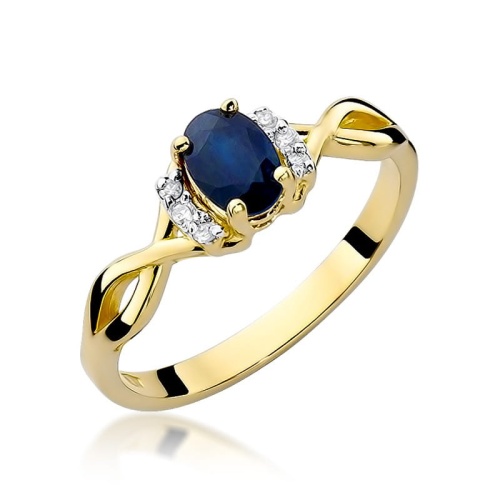 Pierścionek W0019 Szafir 0,70ct żółte złoto 375