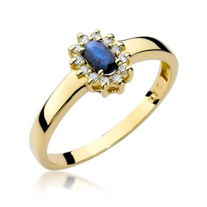 Pierścionek W0026 Szafir 0,30ct żółte złoto 375
