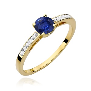 Pierścionek W0066 Szafir 0,50ct żółte złoto 375