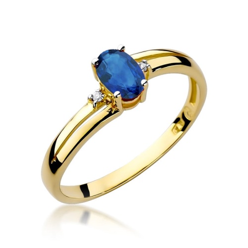 Pierścionek W0068 Szafir 0,70ct żółte złoto 375