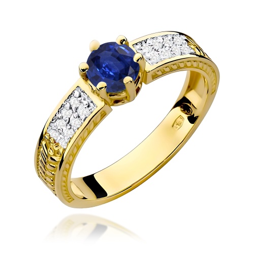 Pierścionek W0075 Szafir 0,50ct żółte złoto 375
