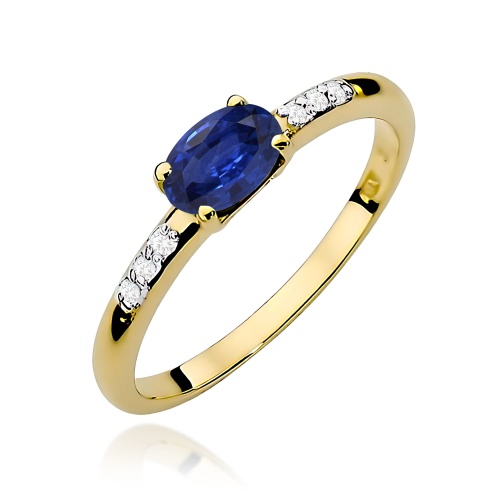 Pierścionek W0077 Szafir 0,70ct żółte złoto 375