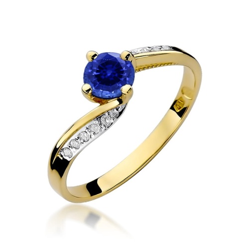 Pierścionek W0084 Szafir 0,50ct żółte złoto 375
