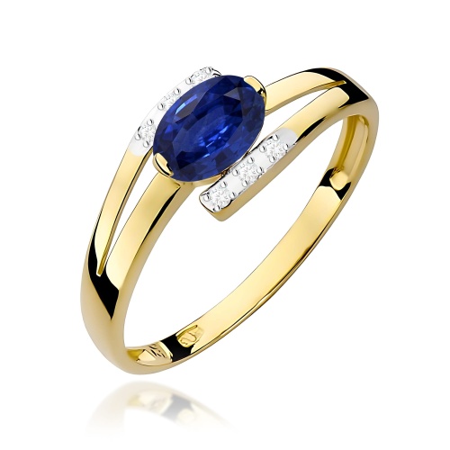 Pierścionek W0119 Szafir 0,70ct żółte złoto 375