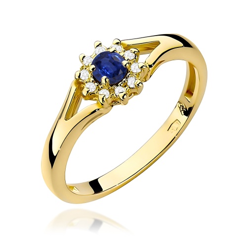 Pierścionek W0185 Szafir 0,15ct żółte złoto 375