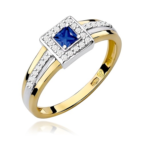 Pierścionek W0271 Szafir 0,20ct żółte złoto 375