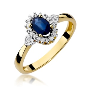 Pierścionek W0312 Szafir 0,70ct żółte złoto 375
