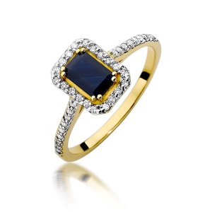 Pierścionek W0403 Szafir 0,60ct żółte złoto 375