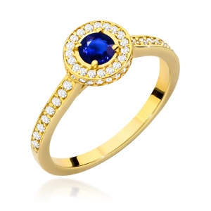 Pierścionek W0559 Szafir 0,30ct żółte złoto 375
