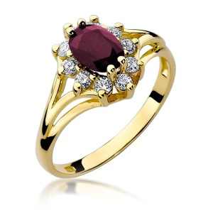 Pierścionek W0037 Rubin 1,00ct żółte złoto 375