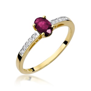 Pierścionek W0067 Rubin 0,60ct żółte złoto 375