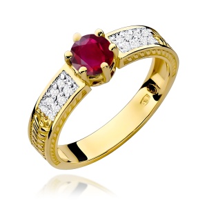 Pierścionek W0075 Rubin 0,60ct żółte złoto 375