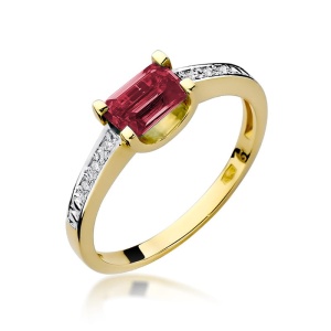 Pierścionek W0105 Rubin 0,80ct żółte złoto 375