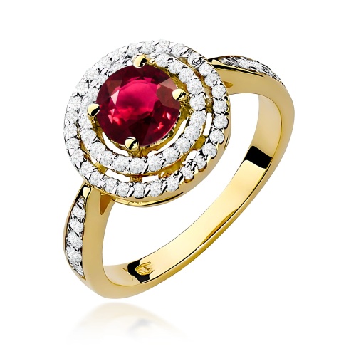 Pierścionek W0274 Rubin 1,20ct żółte złoto 375