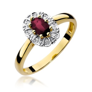Pierścionek W0304 Rubin 0,60ct żółte złoto 375