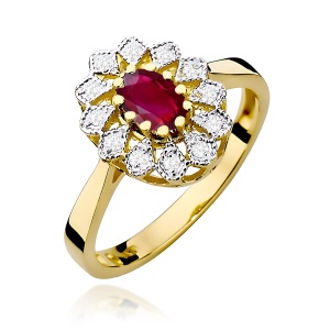 Pierścionek W0354 Rubin 0,60ct żółte złoto 375