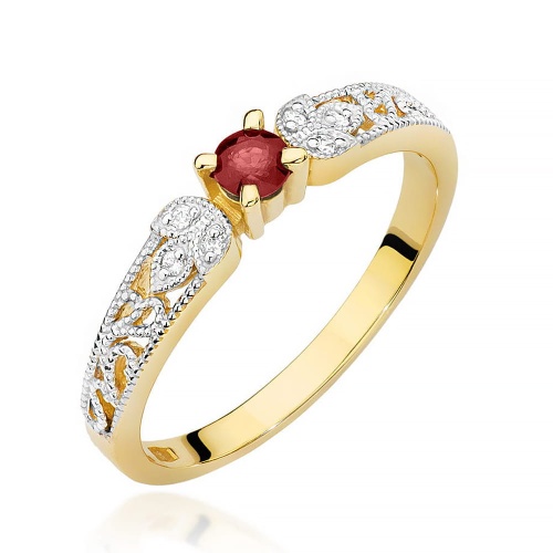 Pierścionek W0411 Rubin 0,15ct żółte złoto 375