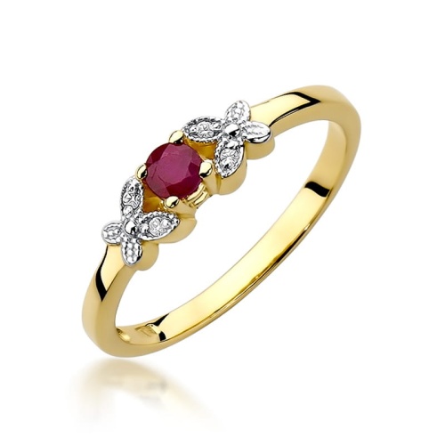 Pierścionek W0414 Rubin 0,15ct żółte złoto 375