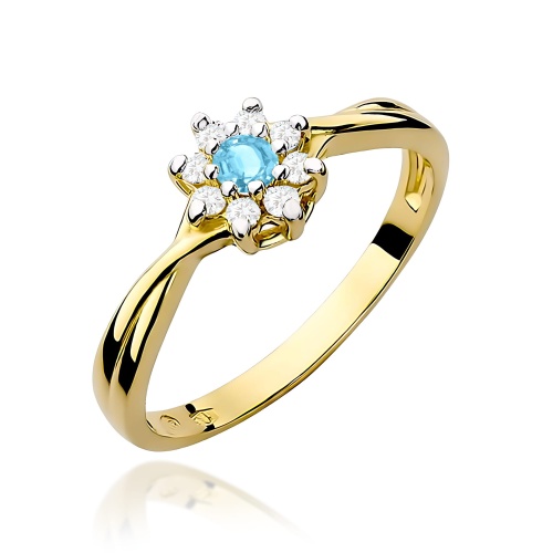 Pierścionek W0072 Topaz Swiss 0,15ct żółte złoto 375