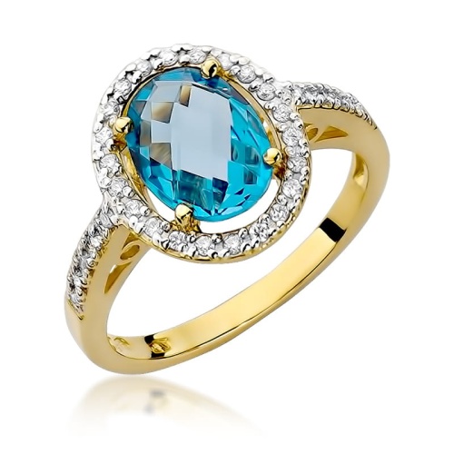 Pierścionek W0080 Topaz Swiss 1,70ct żółte złoto 375
