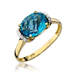 Pierścionek W0148 Topaz Swiss 1,70ct żółte złoto 375